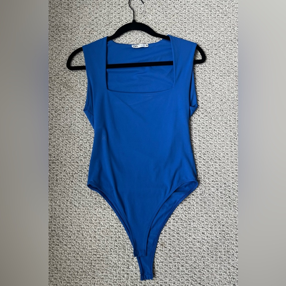 Zara Royal Blue Square Neck Bodysuit
